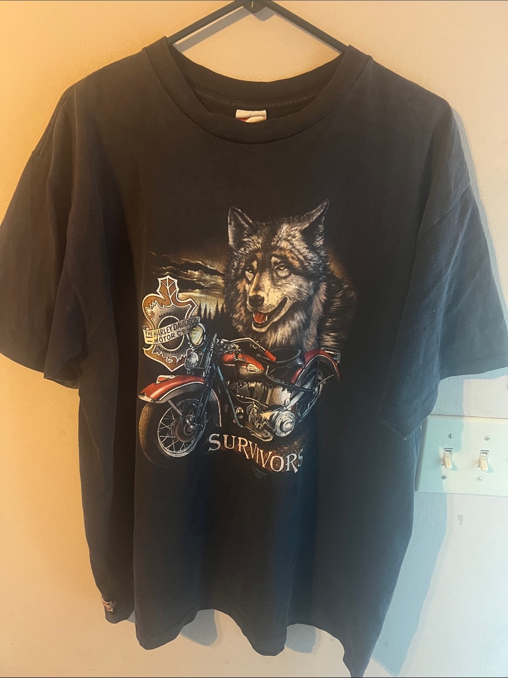 VINTAGE 1991 3D EMBLEM HARLEY DAVIDSON SURVIVORS TSHIRT SINGLE STITCH XXL